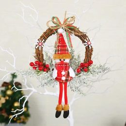 Fleurs décoratives elfe vilain de Noël pendentif arbre à la main Garland Santa Claus Elk bonhomme de neige décorations murales suspendues