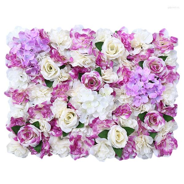 Fleurs décoratives cryptées Simulation mariage fleur mur fond décoration faux Roses plantes vertes hortensia rangée accessoires