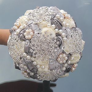 Flores decorativas Est Llegó Crema Astilla Ramos de boda artificiales Cristal Bridemaid para la decoración