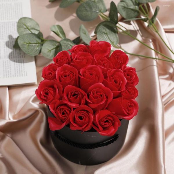 Fleurs décoratives Rose Éternelle Dans Une Boîte Conservée Artificielle Avec Ensemble Le Cadeau De La Fête Des Mères Mariage Romantique Saint Valentin