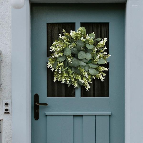 Fleurs décoratives Eucalyptus Guirlande Artificielle Porte Seuil Fleur Diy Décor Faux Plantes Vertes Feuilles Guirlande De Noël De Mariage Maison