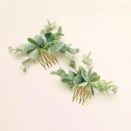 Decoratieve bloemen eucalyptus haar kammen bruids groene kunstmatige lichtgroene clips clip boho