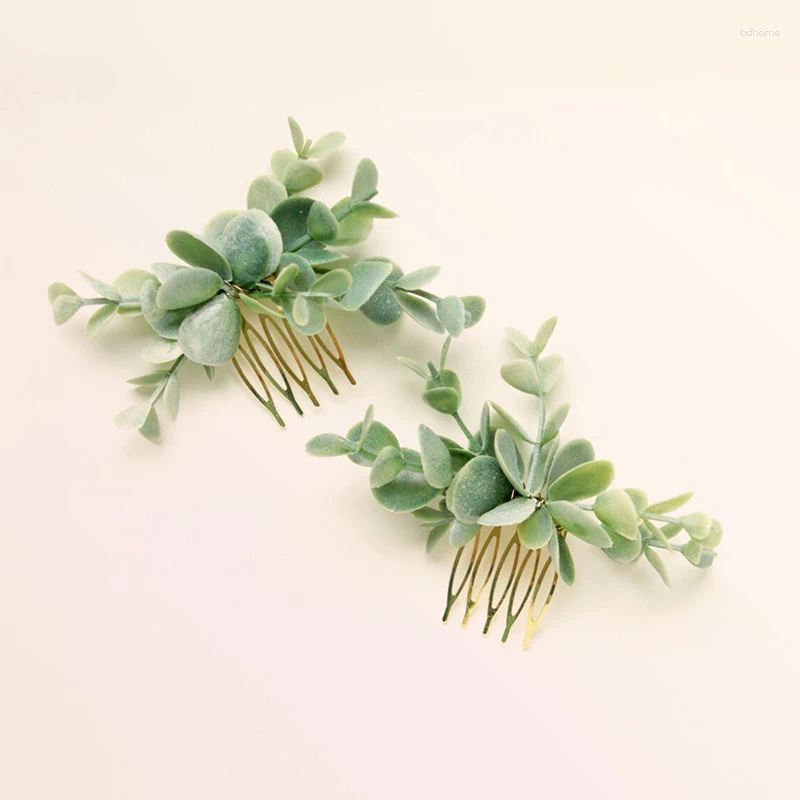 Flores decorativas Eucalyptus Hair penteados vegetação nupcial artificial clipes verde claro clipe boho