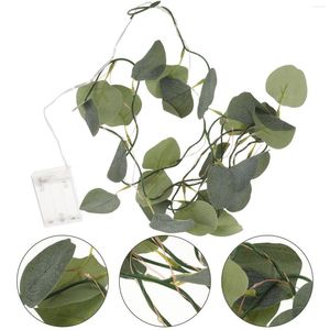 Fleurs décoratives Feuille d'eucalyptus Lampe Guirlande lumineuse LED Feuilles Lumières Pvc Vigne