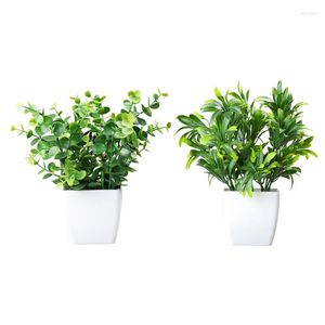 Fleurs décoratives Eucalyptus Plante En Pot Mini Plantes Artificielles Vert Faux Ornements Pour Bureau Table Salle De Bains Verdure Chambre Décor À La Maison