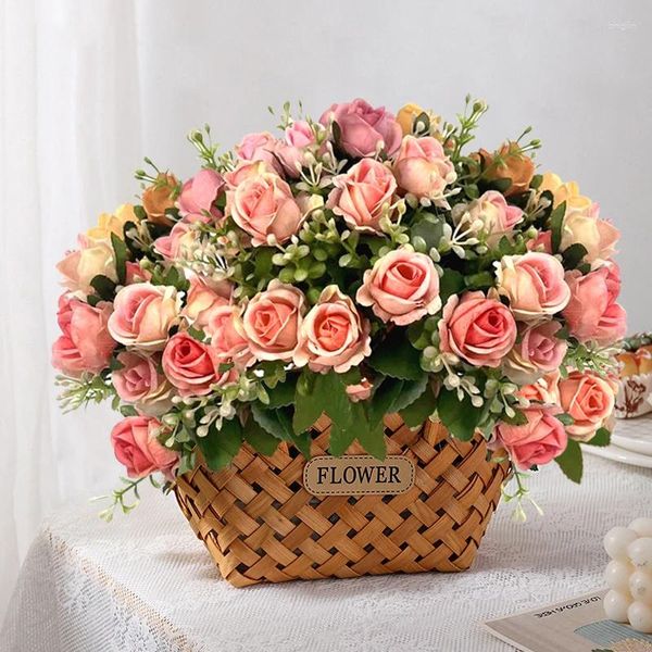 Bouquet de roses d'eucalyptus décoratives, fausses fleurs artificielles, pour noël, fête de mariage, décoration de salle de maison, plante de Simulation