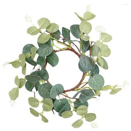 Couronne de fleurs décoratives d'eucalyptus, anneaux de verdure artificiels pour piliers de mariage, fausses feuilles en plastique, feuilles coniques de table