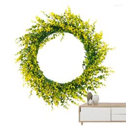 Couronne de fleurs décoratives d'eucalyptus, couronne verte artificielle de 16 pouces pour porte d'entrée de printemps, pour l'extérieur et l'intérieur, fenêtre de porche de maison