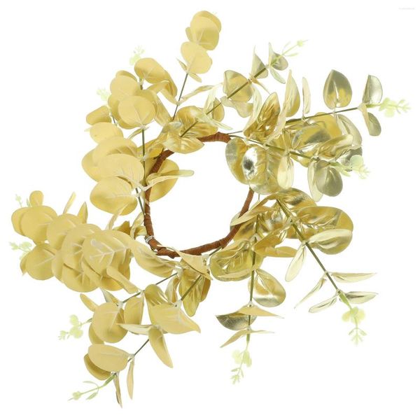 Couronne de fleurs décoratives d'eucalyptus, anneau lumineux pour piliers, fausses feuilles, couronnes de noël de printemps, Mini