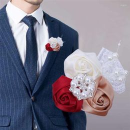 Fleurs décoratives Promotions Européennes Américaines Marié Costume Épinglette Homme Hommes Corsage Strass DIY Robe De Mariage Accessoires XH050