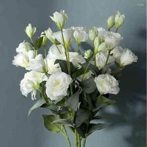 Decoratieve bloemen Europese kunstmatige 3heers Eustoma zijden bloem nep gradiflorus lisianthus herfst trouwhuis decoratie