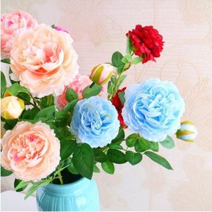 Fleurs décoratives Européenne Rose Pivoine 3 Têtes Noyau Bouquet De Fleurs Artificielles Pour La Maison Ornement Et Décoration De Mariage Fournitures 6 Couleurs