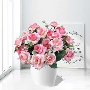 Fleurs décoratives style européen Simulate Rose Wedding Bouquet Floral Art Home Decoration Simulation Plantes artificielles