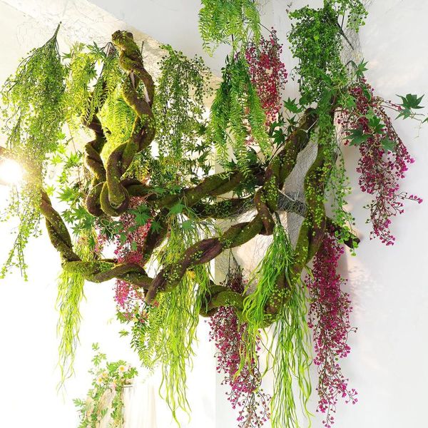 Fleurs décoratives en mousse EVA, Branches d'arbre artificielles douces, brindilles de tronc épaisses, fausses vignes, guirlande en rotin pour tenture murale, jardin, maison