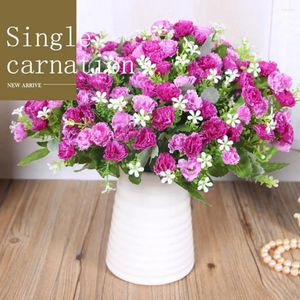 Decoratieve bloemen Exquise kunstmatige bloemenarrangement Cannation Silk Flower Bouquets for Wedding Home Valentines