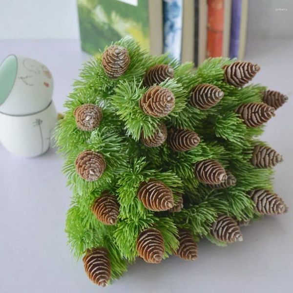 Flores decorativas exquisitas decoraciones de plantas artificiales bricolaje cono de pino seco falso manualidad plantas de simulación adorno navidad navidad