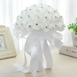 Decoratieve bloemen Prachtige boeketbloem Zacht lint Kunstzijde Stijlvol vasthouden voor verlovingsfeest Bruiloftaccessoires