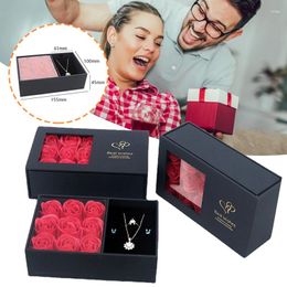 Fleurs décoratives Exquis Bijoux Boîte De Rangement Polyvalent Préservé Éternelle Rose Cadeau Pour La Saint Valentin Anniversaire De Mariage MUMR999