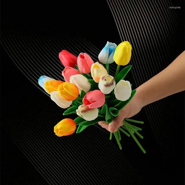 Fleurs décoratives exquise mini printemps tulip fleur artificielle pour la fête de mariage et la maison - un charme d'élégance incontournable 