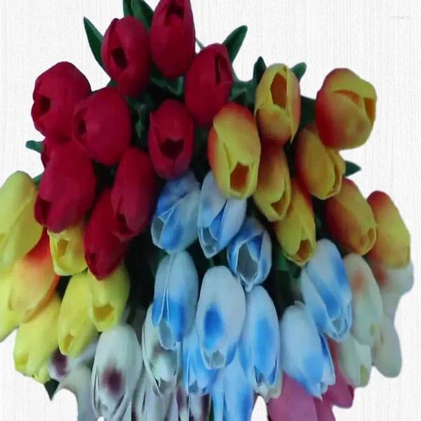 Flores decorativas Exquisita mini flor artificial de tulipán de primavera para bodas y hogar: un artículo imprescindible para agregar elegancia