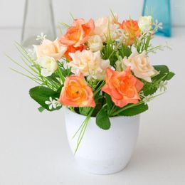 Fleurs décoratives Exquis Simulation Bonsai Élégant Rose Table Ornements Faux Plante En Pot Artificielle Pot De Fleur Décor De Bureau