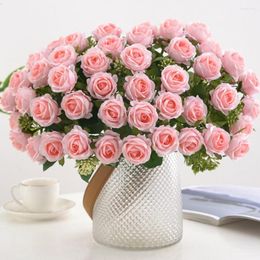 Decoratieve bloemen opvallende kunstmatige bloem 10 koppen fijne textuur enkele tak nep roos planten cadeau