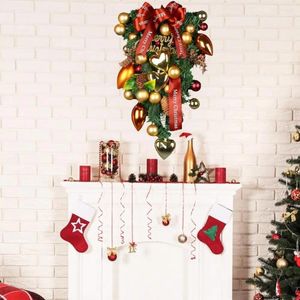Decoratieve bloemen Opvallend kerstdecor Vakantiedeurdecoratie Prachtige krans met balboog Feestelijk voor voorkant