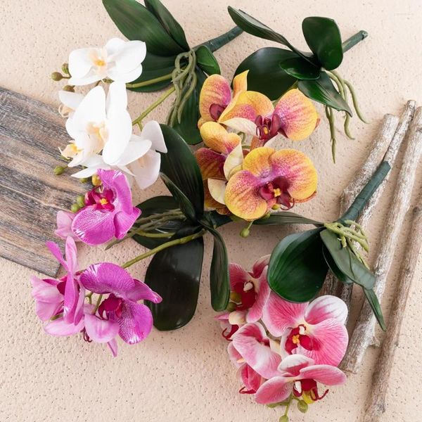 Flores decorativas Fake Artificial Butterfly Orchid Bonsai upbooking de recursos de recortes Accesorios de decoración del hogar Broche de caramelo Diy Bridal