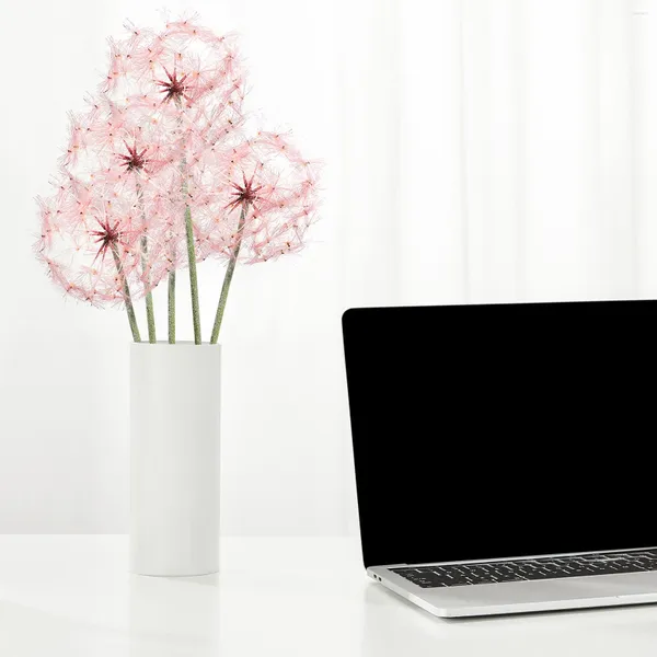Fleurs décoratives faux pissenlit artificiel accessoire de tir fil de fer rose/blanc décoration de mariage Simulation en plastique