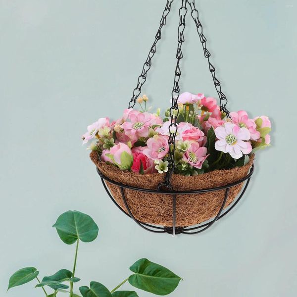 Fleurs décoratives fausses paniers suspendus artificiels avec porche extérieur pivoine des plantes en pot de plantes