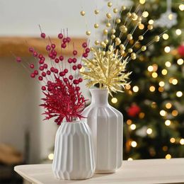 Fleurs décoratives faux bouquets décorations tige de brindille filaire arbre de Noël artificiel pics de noël simulation en plastique pour couronne de guirlande bricolage