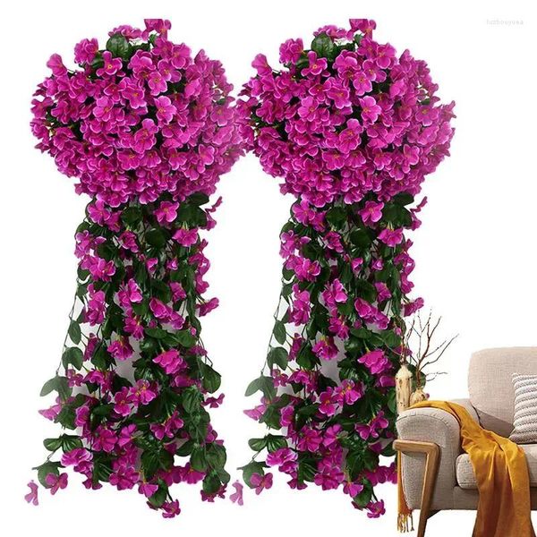 Fleurs décoratives fausses violettes pour décoration artificielle lierre verterie esthétique décor de vigne balcon jardin clôture mur