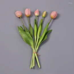 Bouquet de fausses fleurs décoratives, Arrangement de Table d'intérieur, Simulation de tulipes en Silicone souple, décoration de la maison