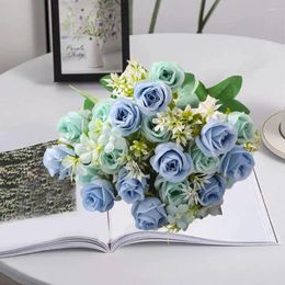 Fleurs décoratives fausse décor de fleur décor coréen style bouquet de rose artificiel exquis pour le mariage à la maison 10 fourks simulation tas