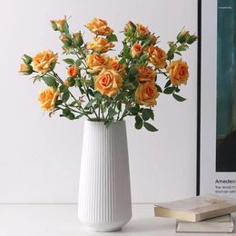 Decoratieve bloemen nepbloem milieuvriendelijke anti-fade faux zijde 3 koppen kunstmatige roos voor thuis