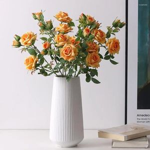 Decoratieve bloemen nepbloem milieuvriendelijke anti-fade faux zijde 3 koppen kunstmatige roos voor thuis