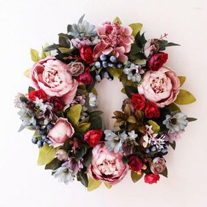 Decoratieve bloemen nep bloem pioen simulatie chrismas xmas deur muur krans huisdecor kunstmatig