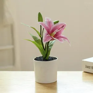 Flores decorativas, maceta falsa de plástico de fácil cuidado, bonsái realista, decoración de plantas artificiales para el hogar