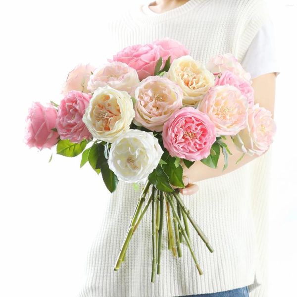 Fleurs décoratives fausses pour décoration décoration intérieure Real Touch Artificiel Austin Rose Péonie salon rose roses pivoines