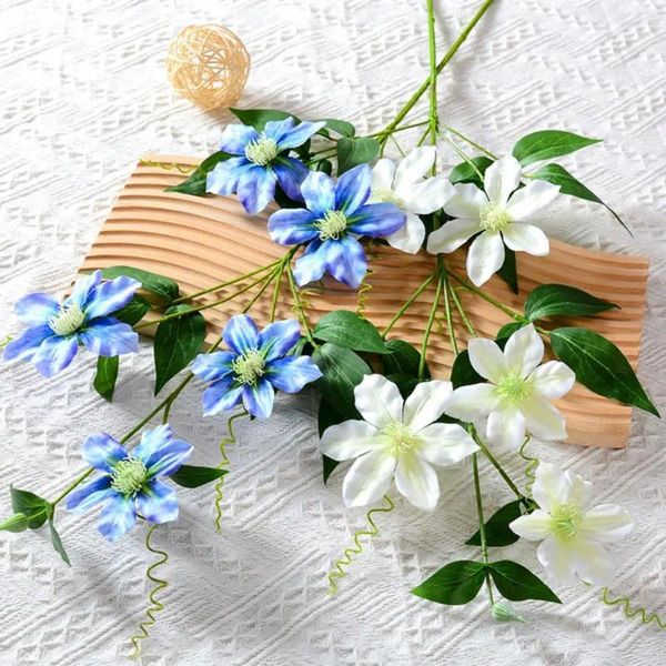 Flores decorativas falsas para paisajismo, exquisita flor Artificial realista de 5 cabezas, simulación de boda de fácil cuidado