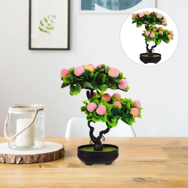 Flores decorativas fruta falsa bonsai planta en maceta artificial