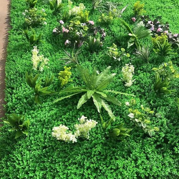 Fleurs décoratives faux panneaux d'herbe décor d'eucalyptus vert plante artificielle pour mur maison jardin bureau/chambre décorations de verdure
