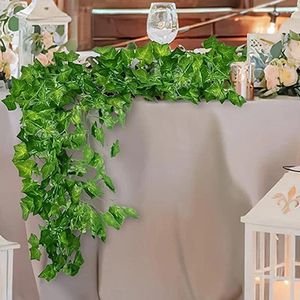 Decoratieve bloemen nep-klimopbladplanten wijnstok kunstmatige hangende plantenbladeren slinger gebladerte klimplant groen