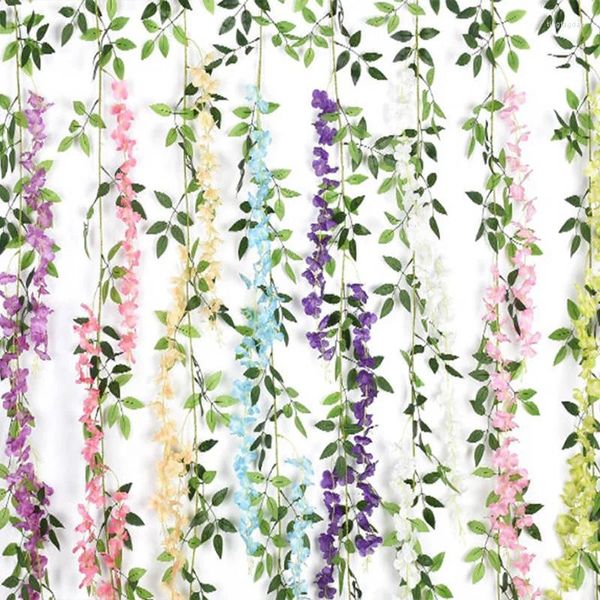 Fleurs décoratives fausses ivy glydischramme plante artificielle vigne guirlande fleur violette plantes rotin décor mural décorations de jardin d'été