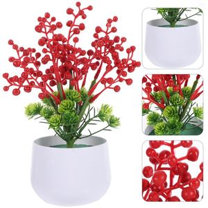 Fausses fleurs décoratives, petits bonsaï réalistes, ornements de pots, baies artificielles, plantes en Pot en plastique
