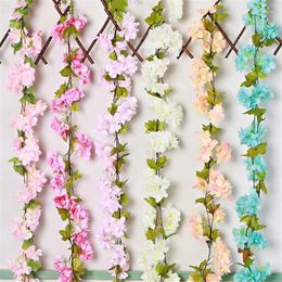 Decoratieve bloemen nepplant sakura slinger krans hangende simulatie kersen bloesem wijnstok decoratie bloem thuis feestje decor