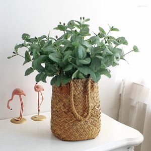 Decoratieve bloemen nep planten kunstmatige munt groen plastic pepermuntbladeren faux gras tak voor thuisbureau tuin diy decor