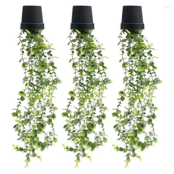 Fleurs décoratives fausses plantes Eucalyptus artificiel en Pot verdure suspendue 3 paquets de vignes en Pot pour l'intérieur de la maison