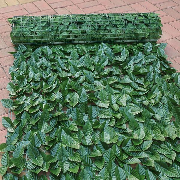 Fleurs décoratives Faux Plantes Balcon Artificiel Feuille Verte Clôture Roll Up Panneau Ivy Confidentialité Jardin Arrière-Cour Décor À La Maison Rotin Mur