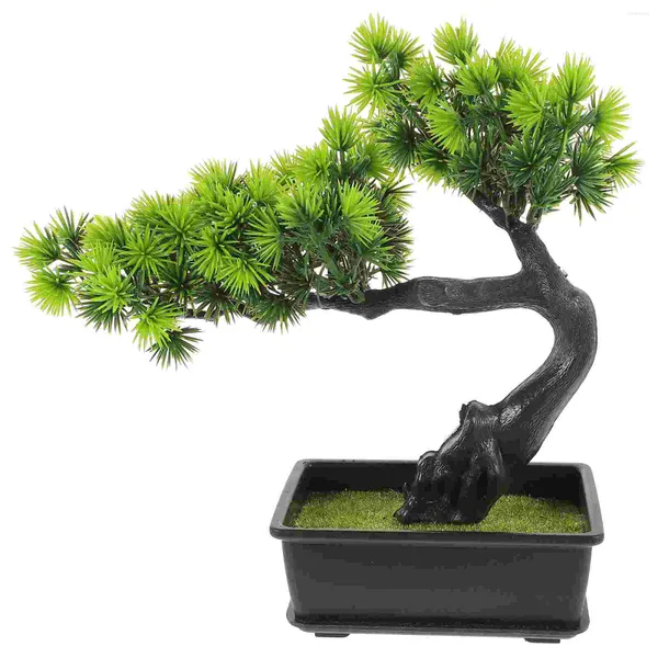 Flores decorativas Plantas falsas Escritorio Bonsai Decoración Árbol artificial Adornos de pino de imitación realista